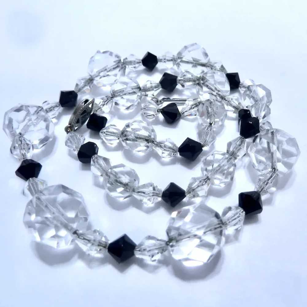 Faceted Rock Crystal & Black/Clear Glass Bead Nec… - image 5