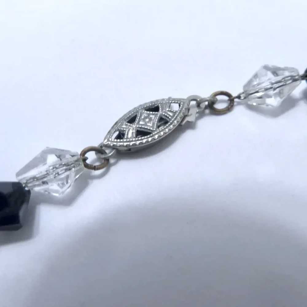 Faceted Rock Crystal & Black/Clear Glass Bead Nec… - image 6