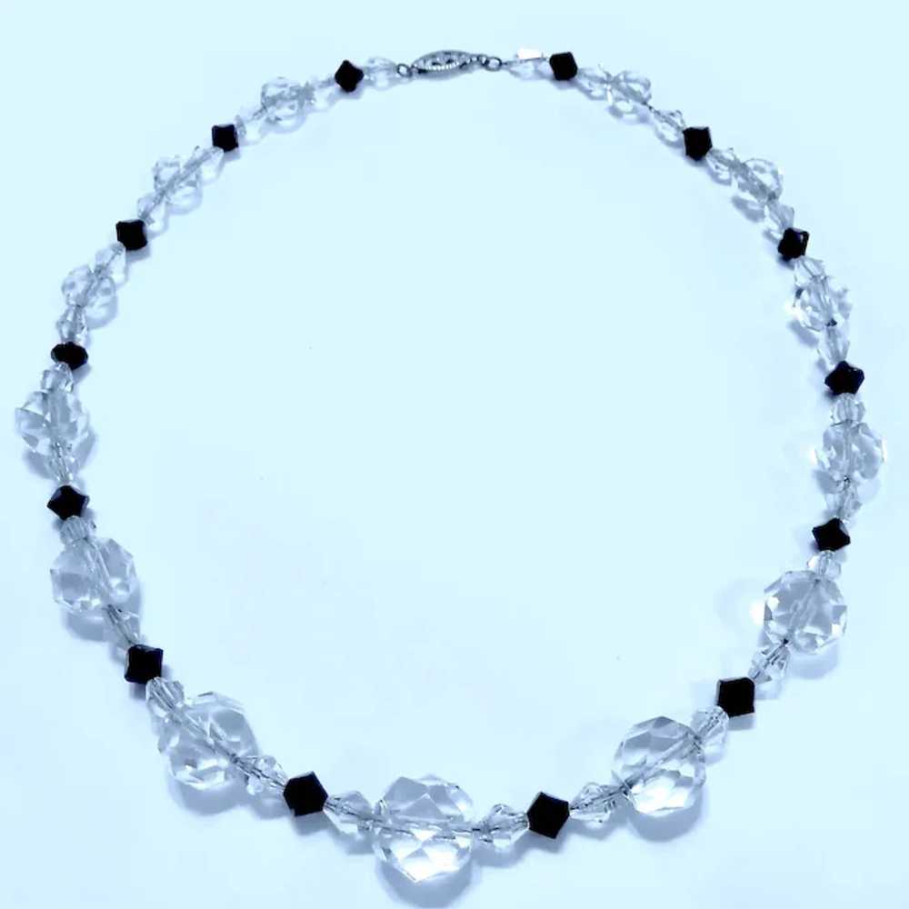 Faceted Rock Crystal & Black/Clear Glass Bead Nec… - image 8