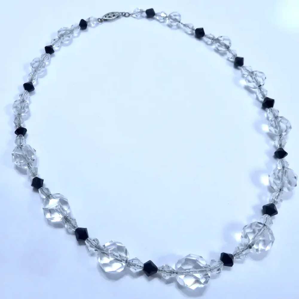 Faceted Rock Crystal & Black/Clear Glass Bead Nec… - image 9