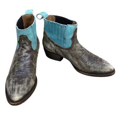 Matisse Mustang Brown Blue Leather Western Ankle B