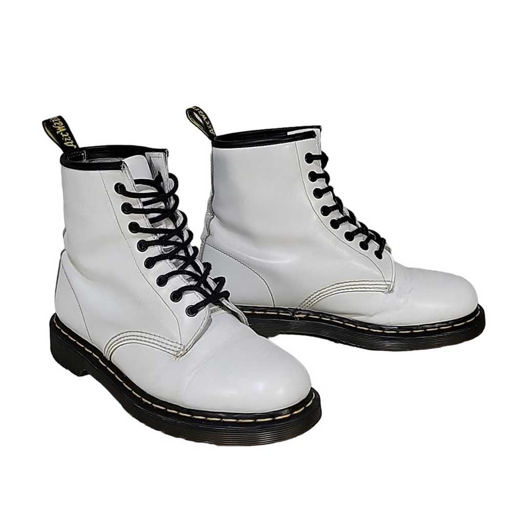 Dr. Martens 1460 White Leather Lace Up Boots Mens… - image 1