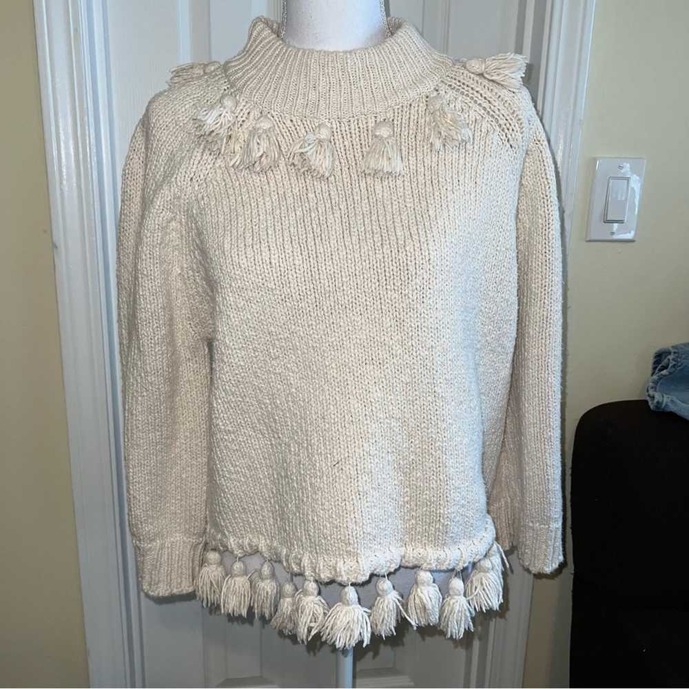 Broome Street Kate Spade Cream Sweater Tassels Co… - image 2