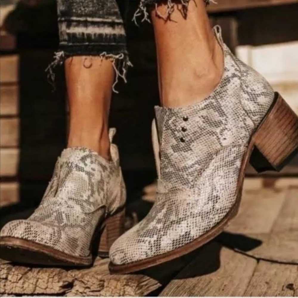 Freebird By Steven Snakeskin Look Leather Booties… - image 3