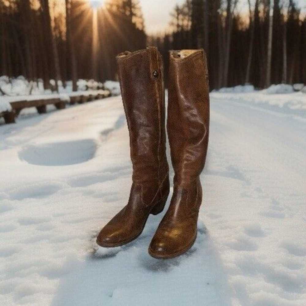 Frye Jackie Knee High Tall Leather Boots Heeled B… - image 1