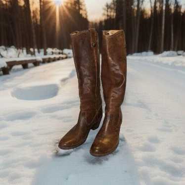 Frye Jackie Knee High Tall Leather Boots Heeled B… - image 1