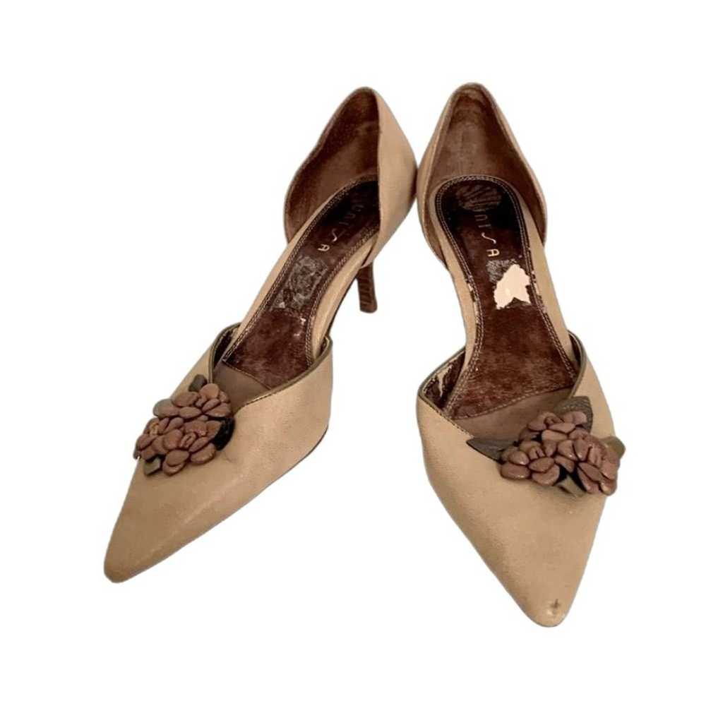 Unisa Tan Leather Floral Pointed Toe D’Orsay Kitt… - image 2