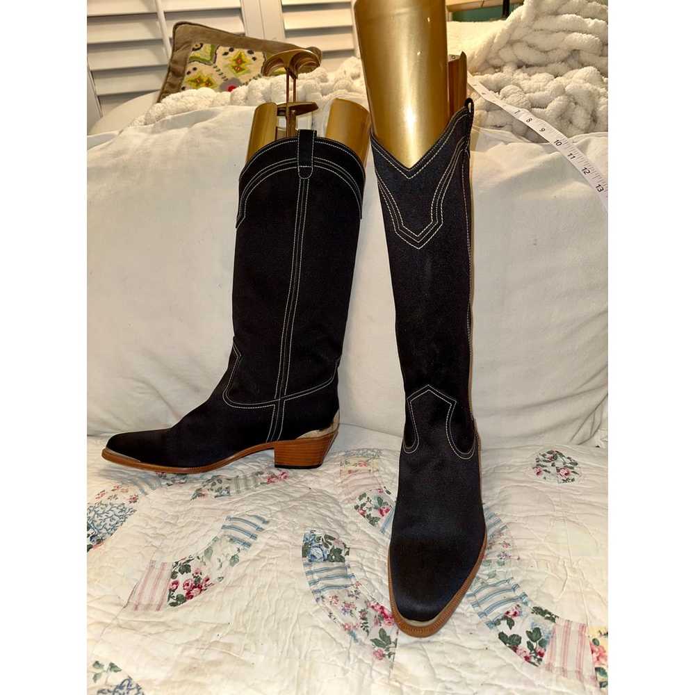 NWOT COLETTE BLACK WESTERN BOOTS W/ SILVER TIPS 7… - image 1