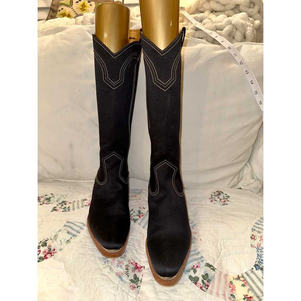 NWOT COLETTE BLACK WESTERN BOOTS W/ SILVER TIPS 7… - image 2