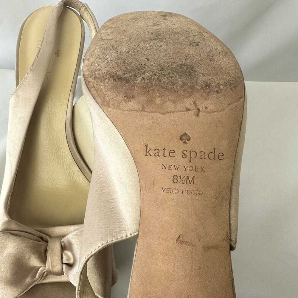 Vintage KATE SPADE NEW YORK Gold Satin Slingback … - image 11