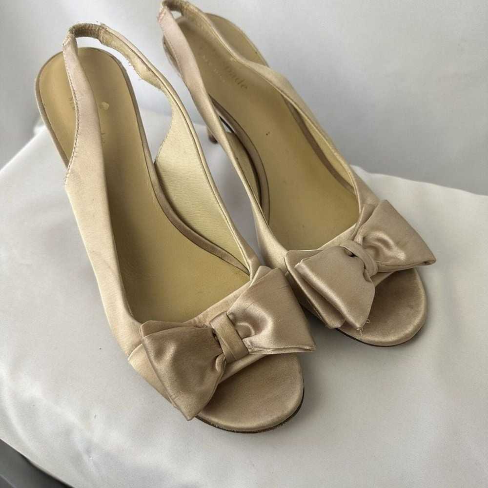 Vintage KATE SPADE NEW YORK Gold Satin Slingback … - image 1