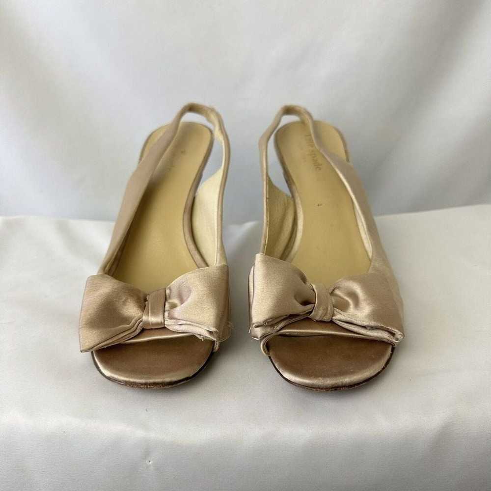 Vintage KATE SPADE NEW YORK Gold Satin Slingback … - image 2