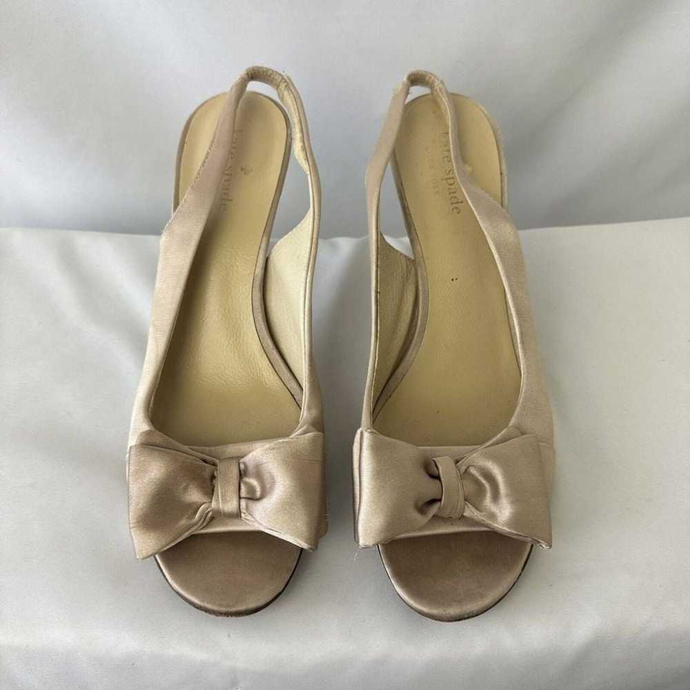 Vintage KATE SPADE NEW YORK Gold Satin Slingback … - image 3