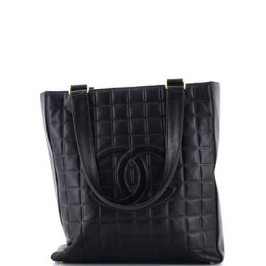 CHANEL Chocolate Bar CC Tote Quilted Leather Small