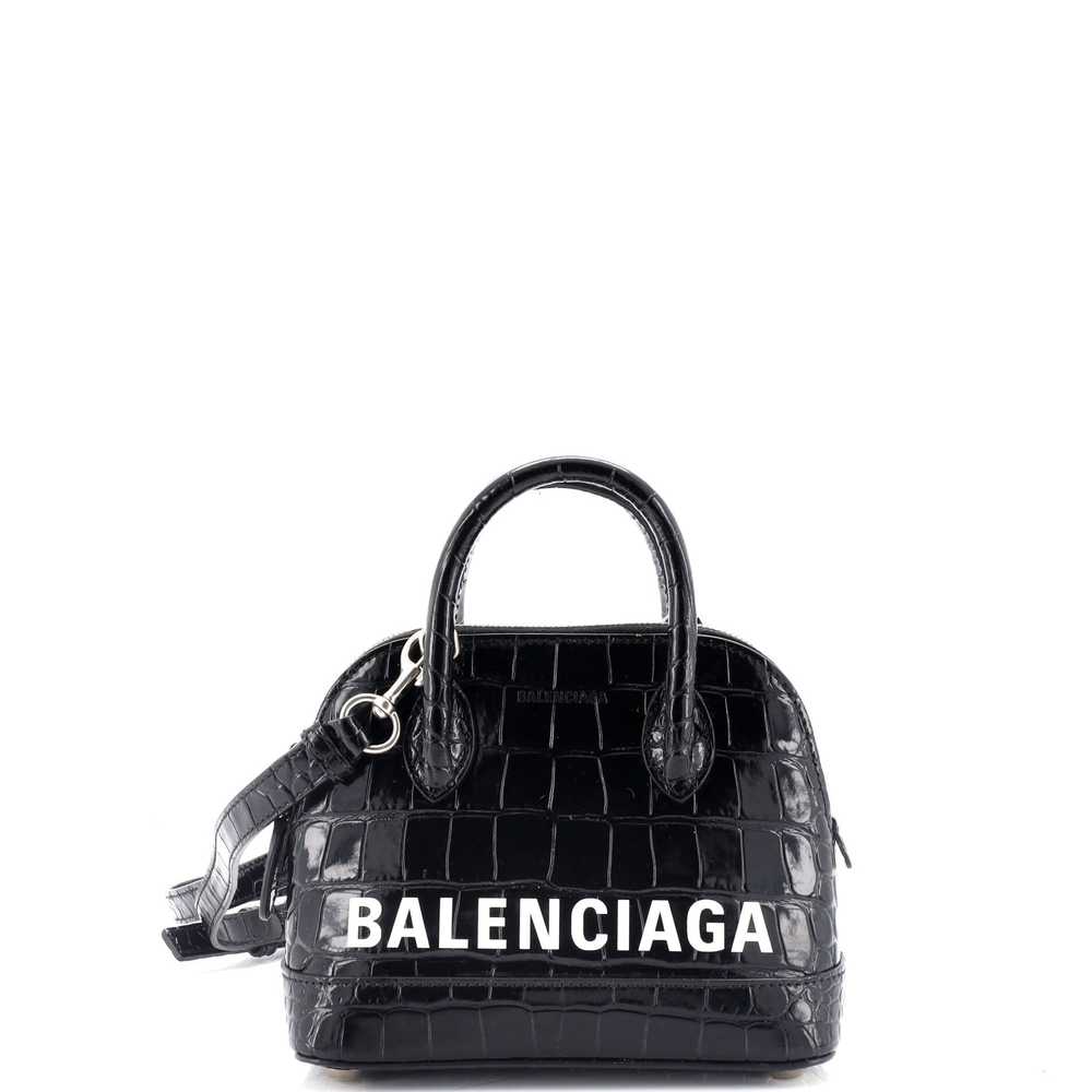 Balenciaga Logo Ville Bag Crocodile Embossed Leat… - image 1