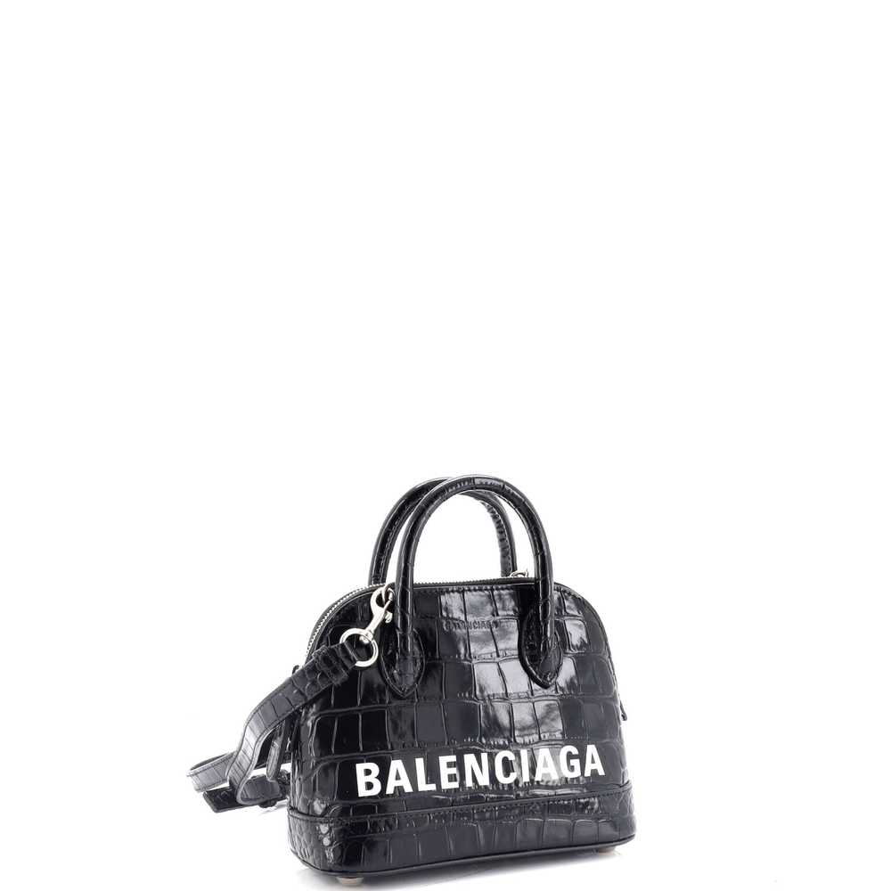 Balenciaga Logo Ville Bag Crocodile Embossed Leat… - image 2