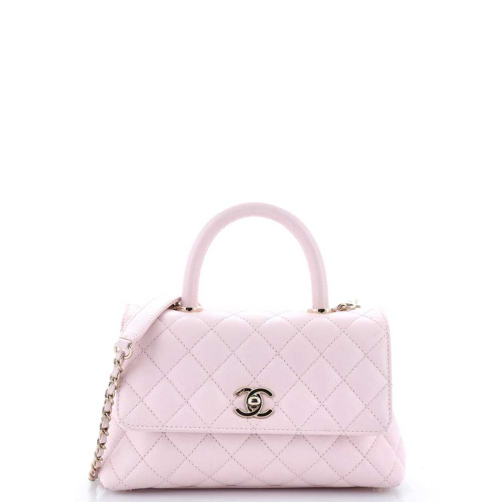 CHANEL Coco Top Handle Bag Quilted Caviar Mini - image 1