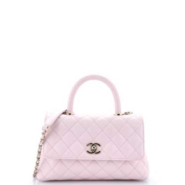 CHANEL Coco Top Handle Bag Quilted Caviar Mini - image 1