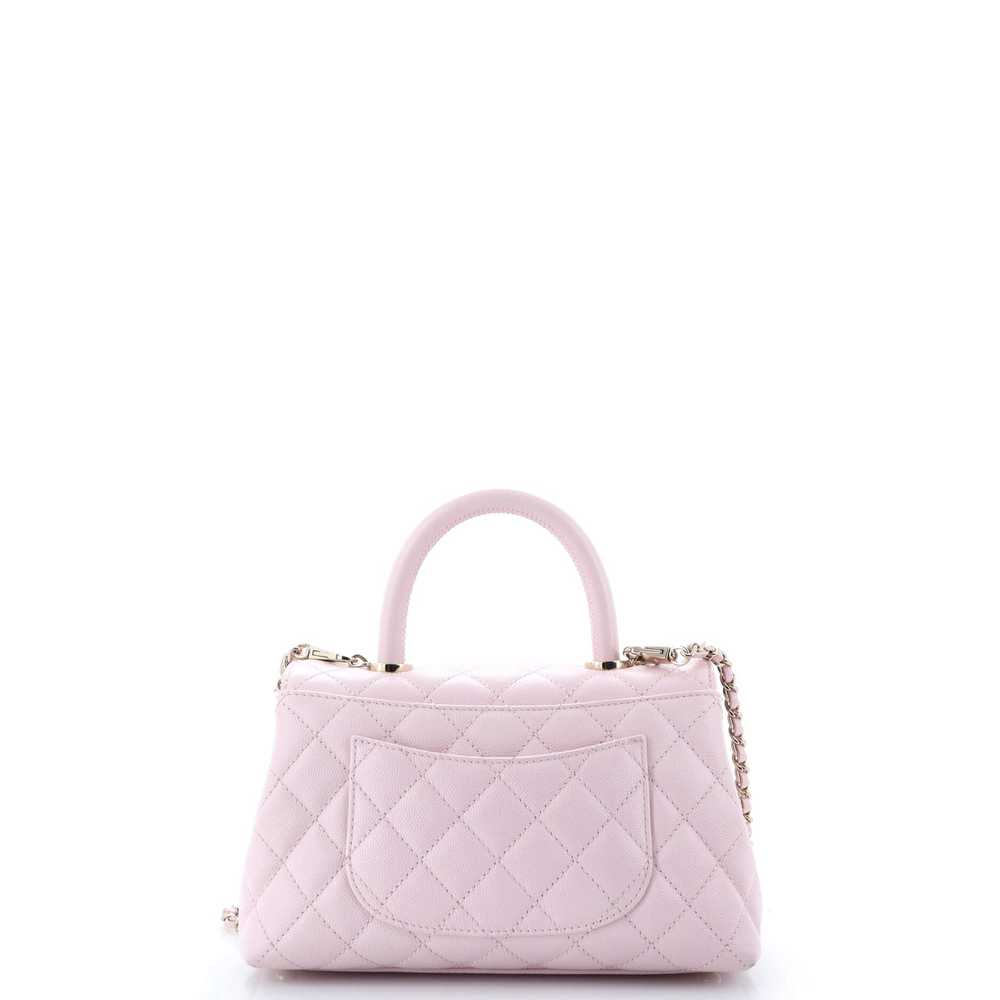 CHANEL Coco Top Handle Bag Quilted Caviar Mini - image 3