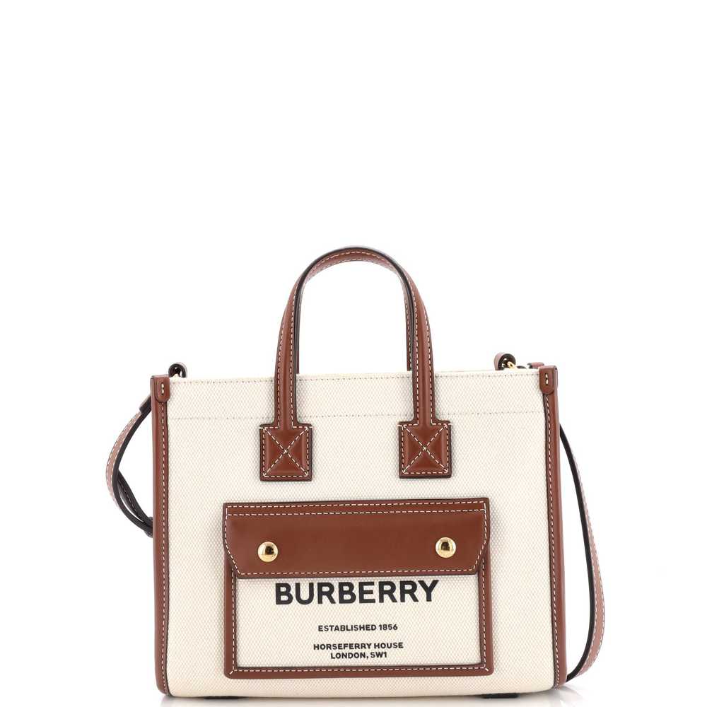 Burberry Freya Shopping Tote Canvas with Leather … - image 1