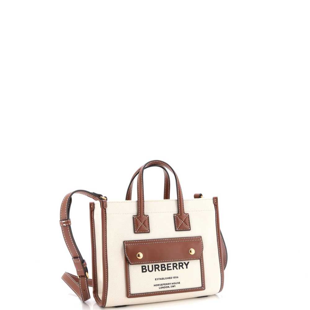 Burberry Freya Shopping Tote Canvas with Leather … - image 2