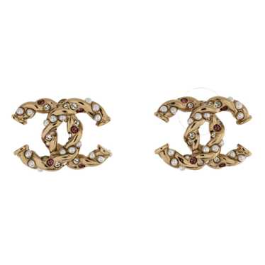 CHANEL Twisted CC Stud Earrings - image 1