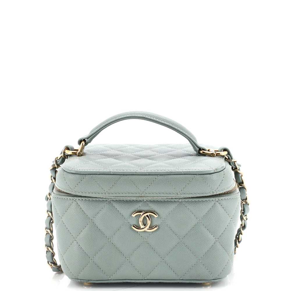 CHANEL CC Top Handle Vanity Case with Chain Quilt… - image 1