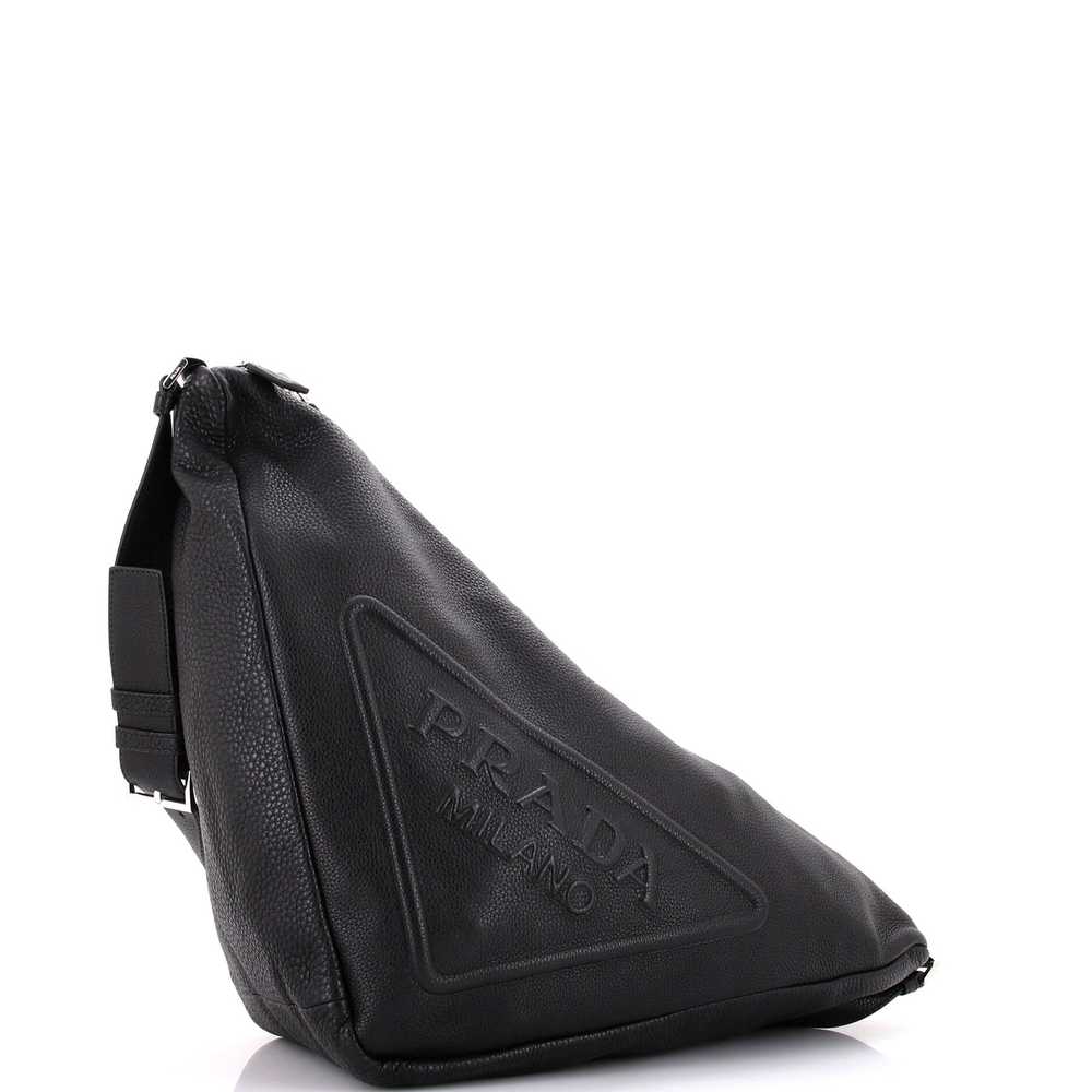 PRADA Triangle Logo Zip Messenger Leather Large - image 2