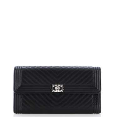 CHANEL Boy Flap Wallet Chevron Caviar Long