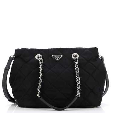 PRADA Chain Zip Tote Quilted Tessuto Medium