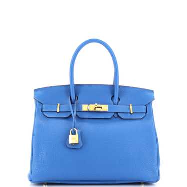 Hermes Birkin Handbag Mykonos Clemence with Gold … - image 1