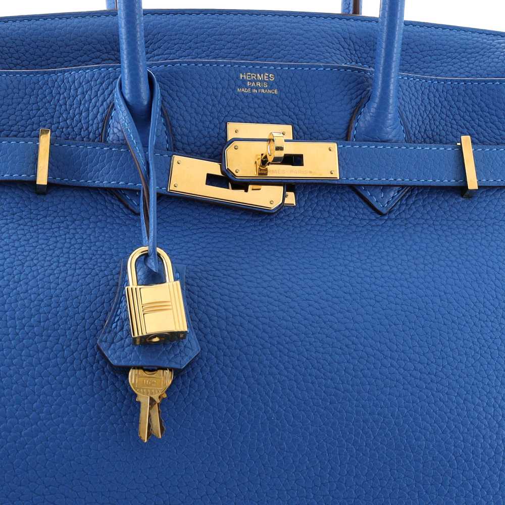 Hermes Birkin Handbag Mykonos Clemence with Gold … - image 7