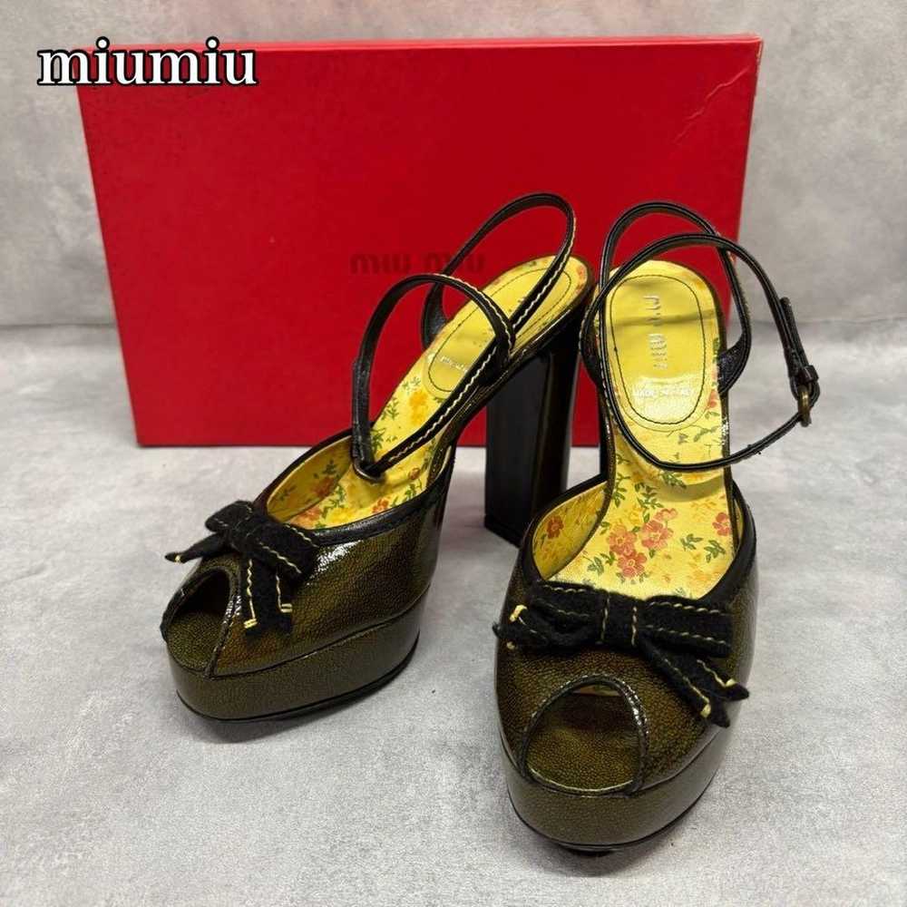 miumiu chunky heel ribbon pumps size 37.5 - image 1