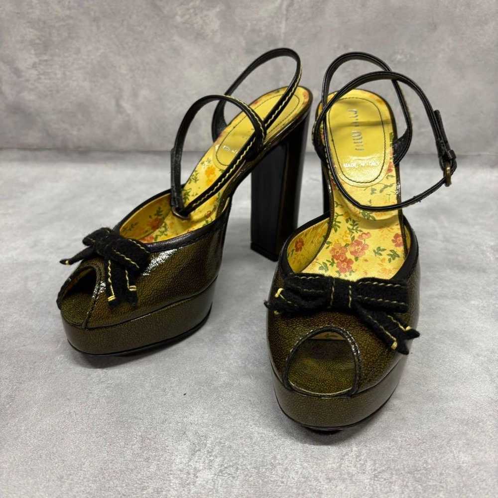 miumiu chunky heel ribbon pumps size 37.5 - image 3