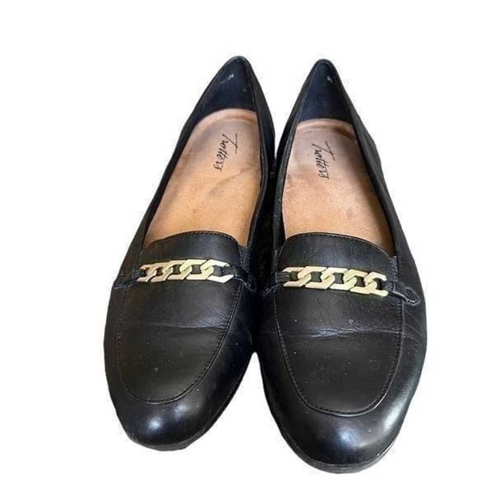 Trotters black leather women’s loafers with brass… - image 2