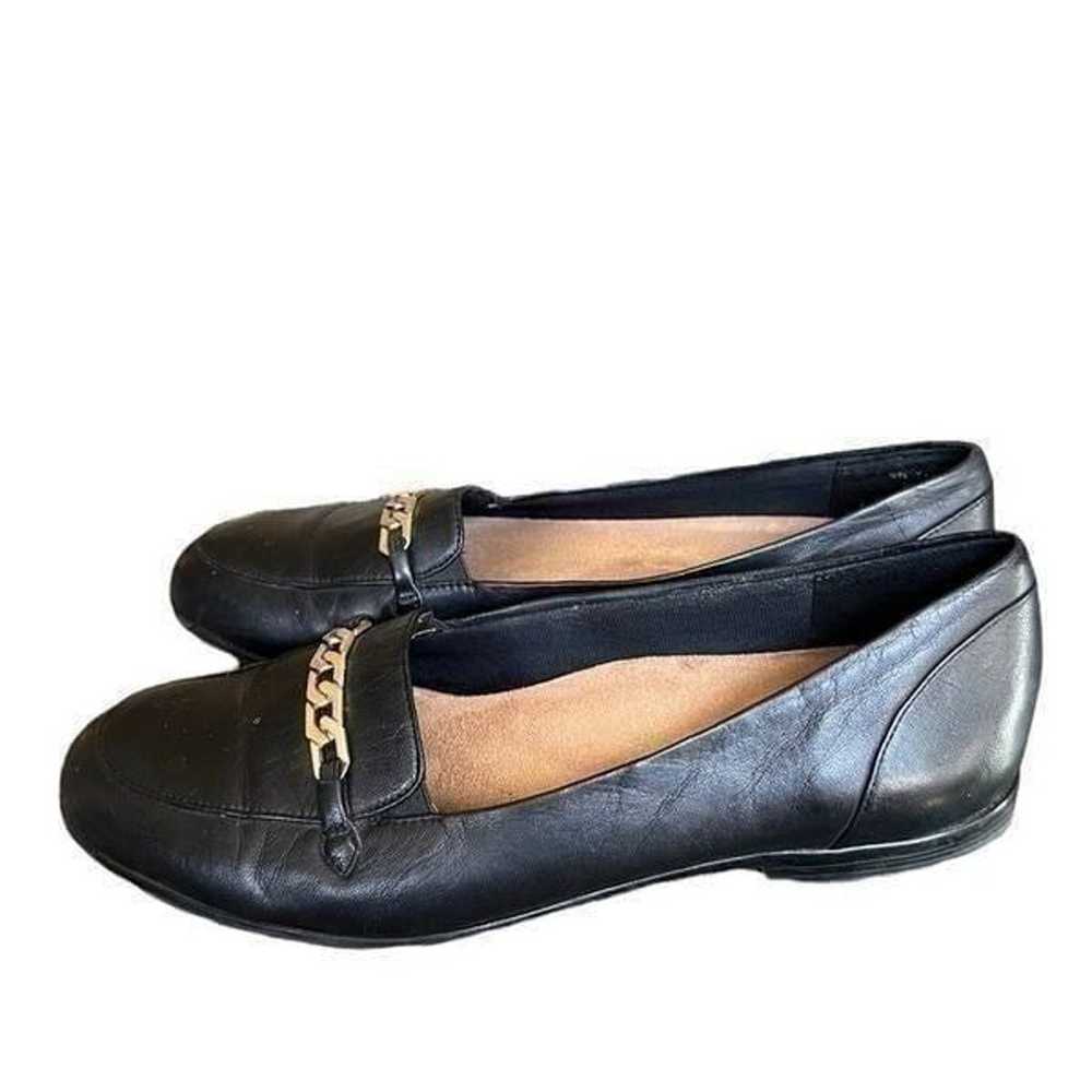 Trotters black leather women’s loafers with brass… - image 3