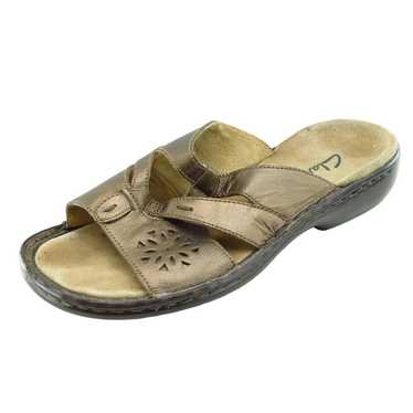 Clarks Sz 6 M Brown Slide Leather Women Sandals - image 1