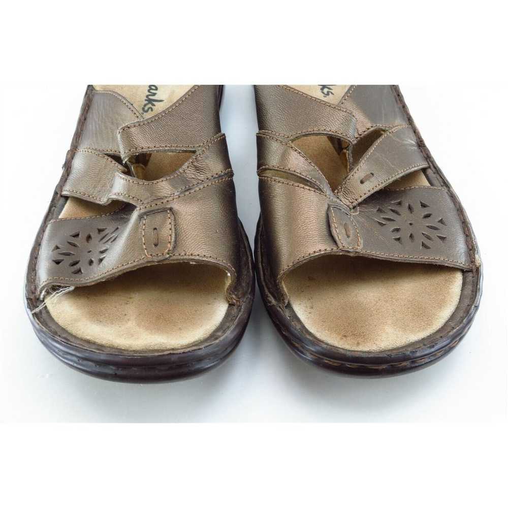 Clarks Sz 6 M Brown Slide Leather Women Sandals - image 2