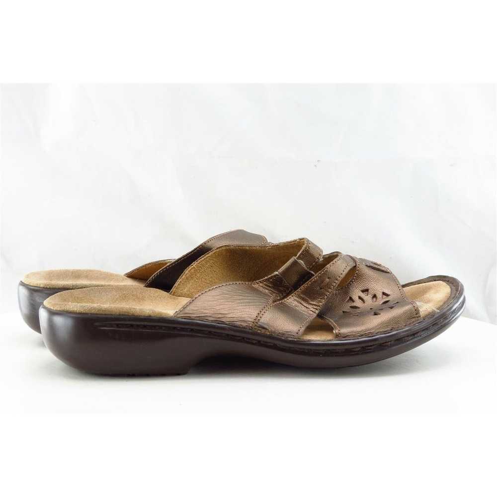 Clarks Sz 6 M Brown Slide Leather Women Sandals - image 4