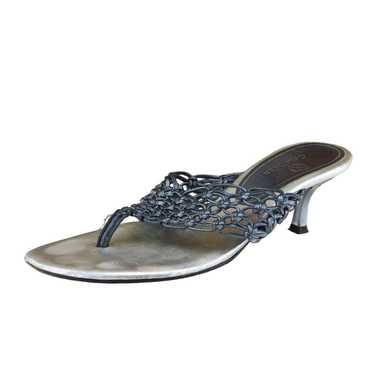 Cole Haan Sz 6 B Silver Flip Flop Synthetic Women… - image 1