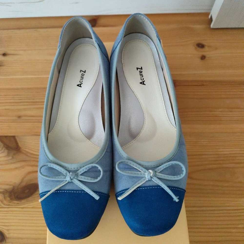 AcureZ Ribbon-Embellished Flat Shoes Blue 23 cm E… - image 1