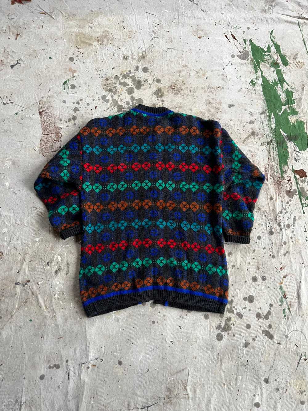 80’s wool cardigan with colorful motif - image 6