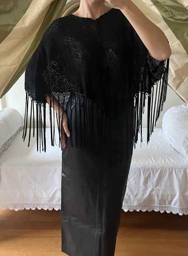 Vintage Fringed Tasseled Knit Shawl Top