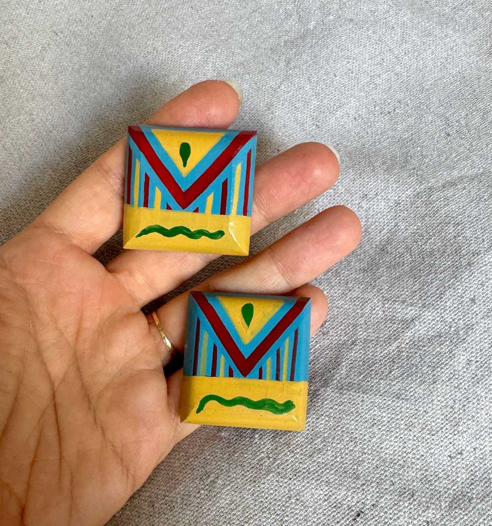 vintage southwestern statement earrings / 80s wes… - image 1