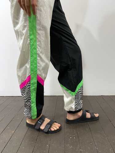 80s nylon track pants / 1980s East West sporty ne… - image 1