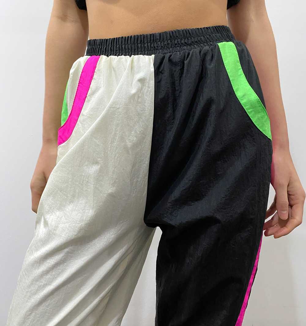 80s nylon track pants / 1980s East West sporty ne… - image 3