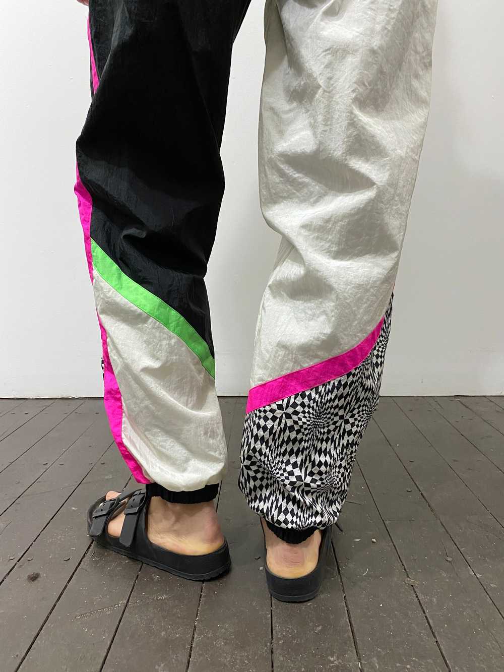 80s nylon track pants / 1980s East West sporty ne… - image 9