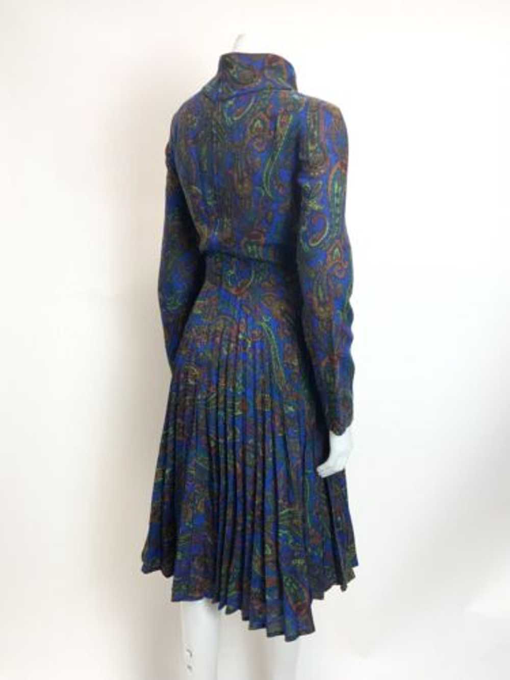 VTG 60s 70s BLUE GREEN PURPLE PSYCHEDELIC FLORAL … - image 6