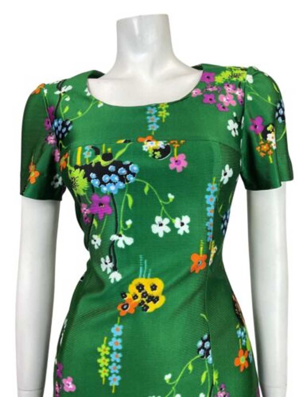 VINTAGE 60s 70s GREEN PURPLE BLACK FLORAL DAISY M… - image 3