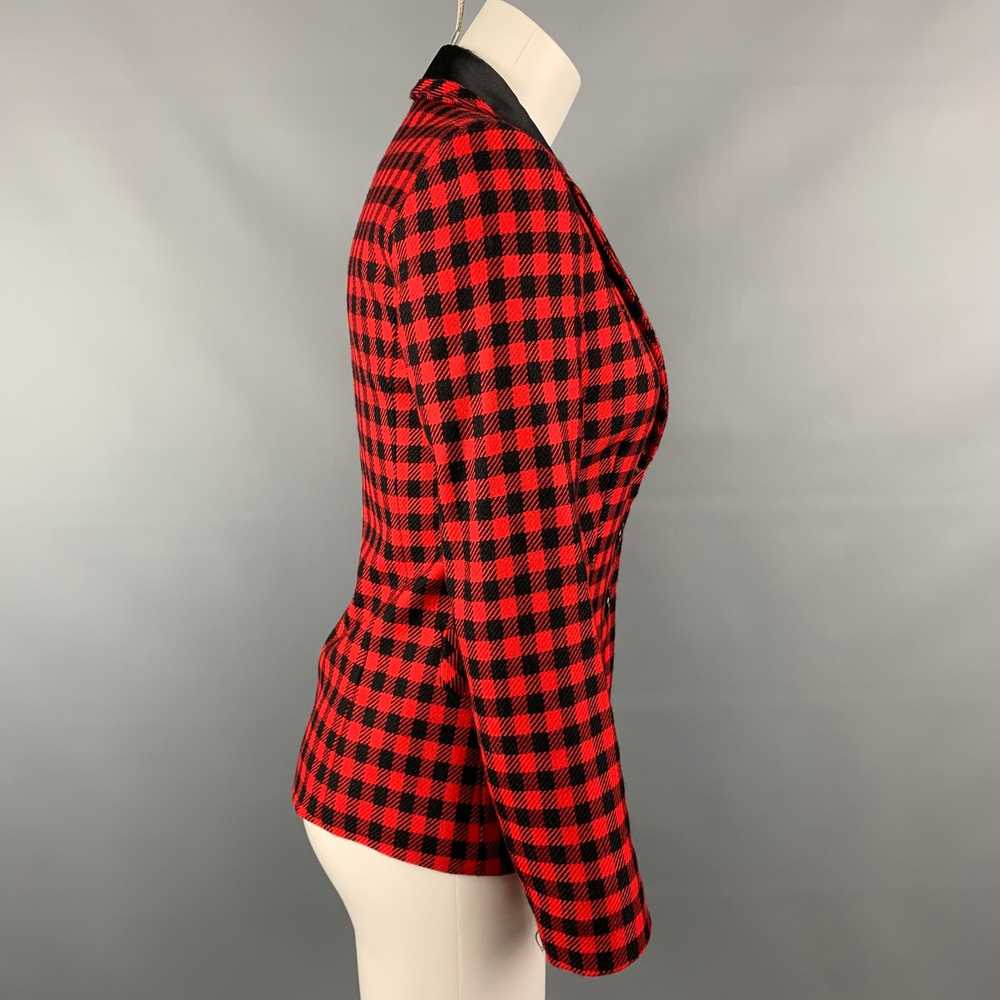 Moschino LOVE Red & Black Gingham Wool Rhinestone… - image 3